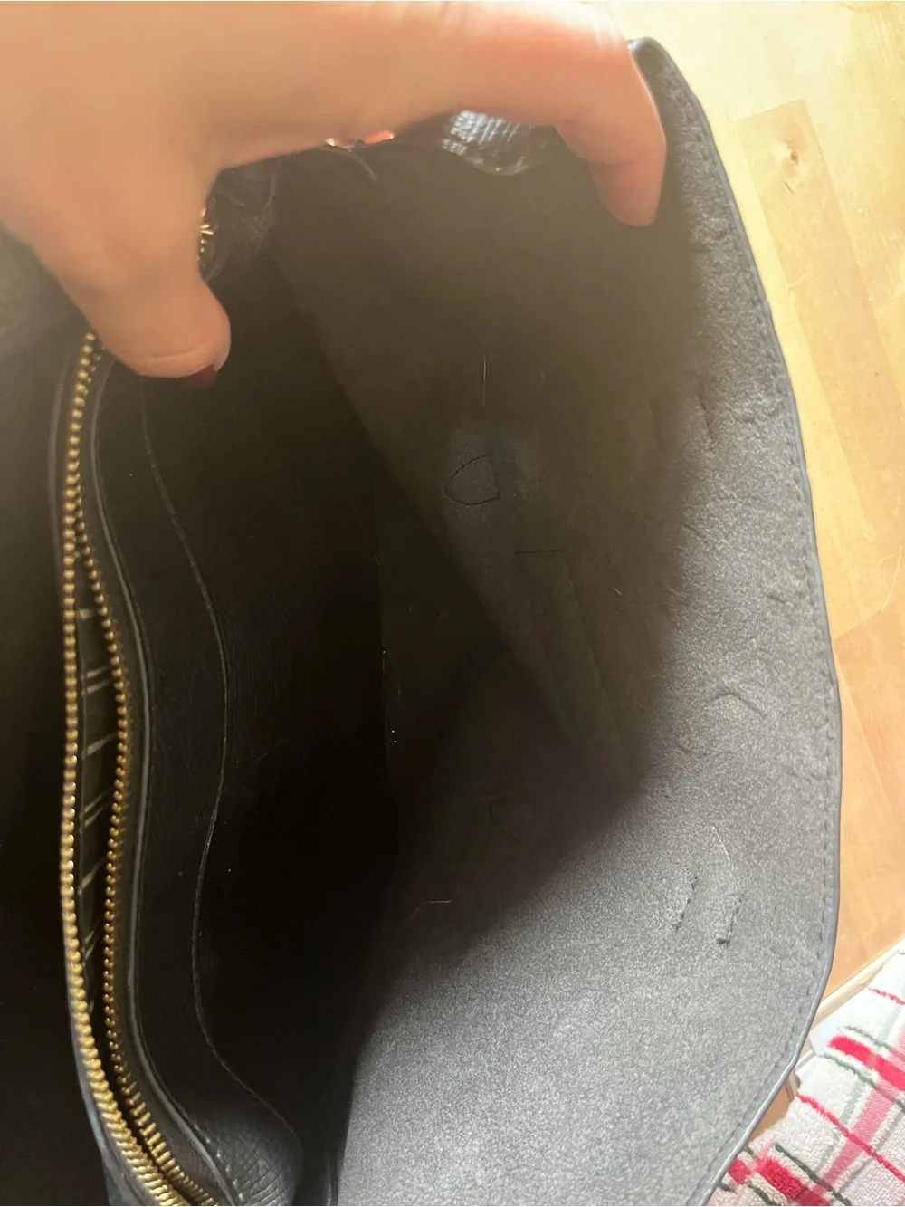 Black Embossed Monogram Tote Bag with Gold Hardware